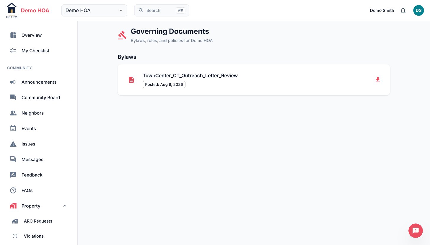 Governing documents grouped by type